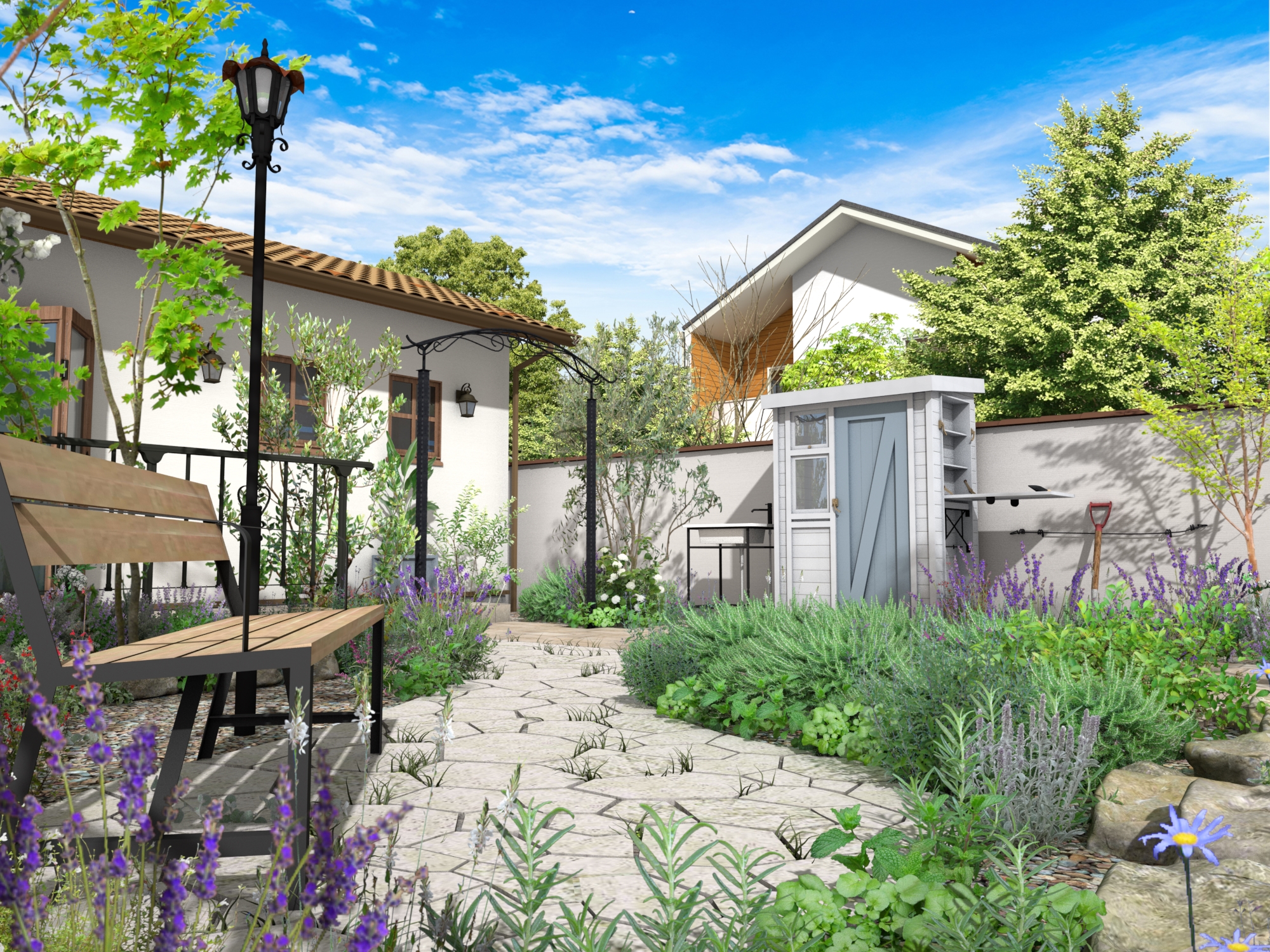 憧れをカタチに。ヨーロピアンテイストのミニログハウスのあるガーデン