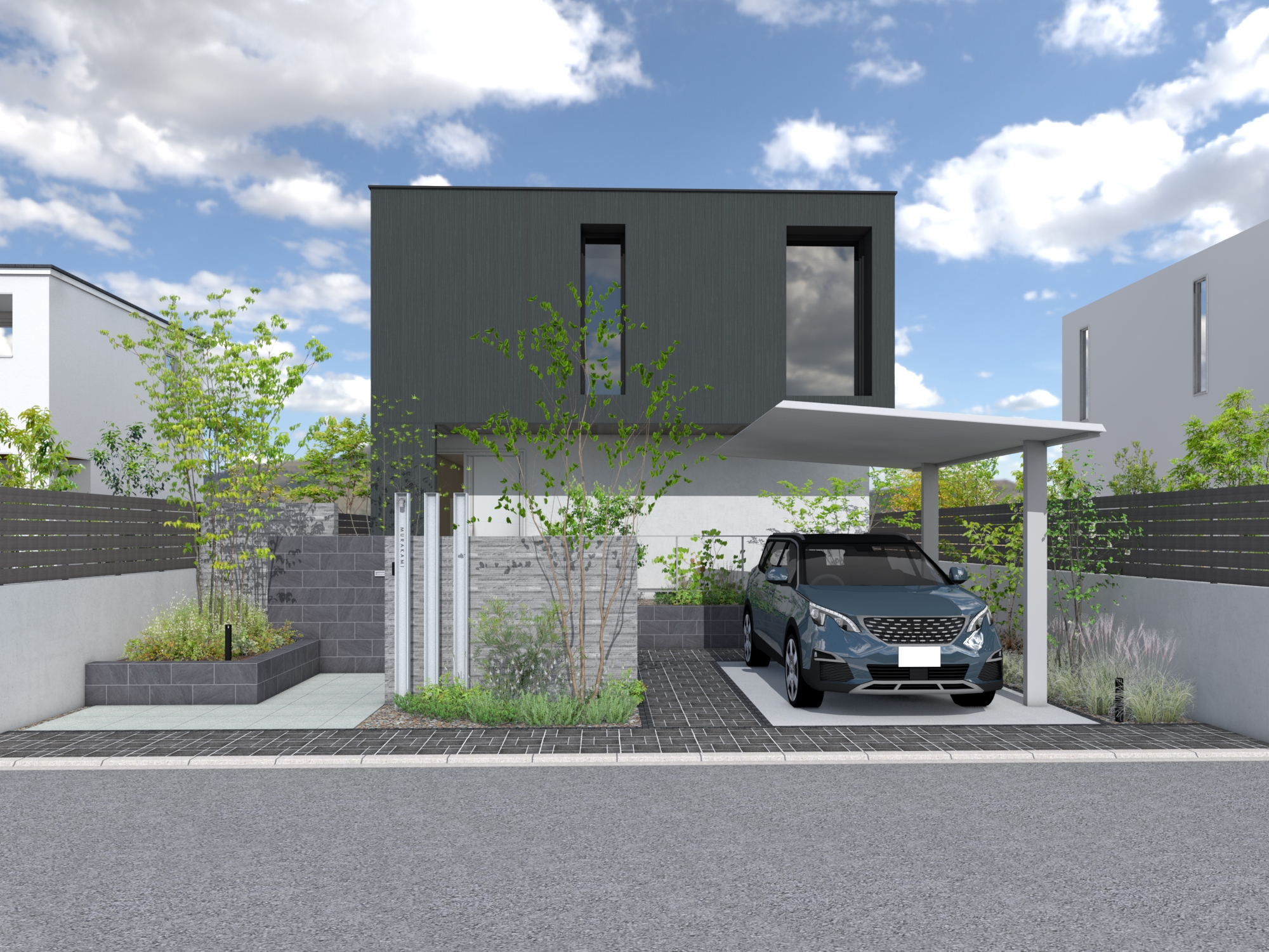 シルバーが際立つモノトーン配色が上品なアーバンモダンファサード